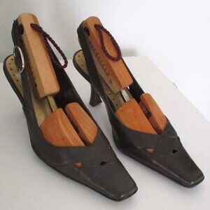 BCBGirls "Syndeez" Womens Brown Leather Slingback 3" Heel - Size 6M